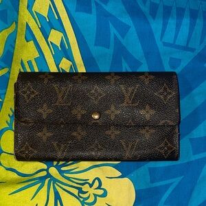 Auth Vintage Louis Vuitton Black and Brown Monogram Wallet